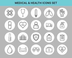 Medical and health line icons. vector