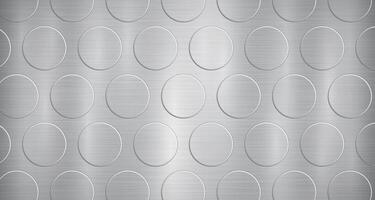 Abstract metallic background in gray colors with highlights and a texture of big voluminous convex circles vector