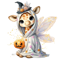 incantevole giraffa Halloween clipart spaventoso stagione acquerello disegni per lavorazione png