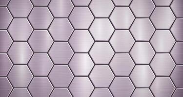 Abstract metallic background in purple colors with highlights, consisting of voluminous convex hexagonal plates vector
