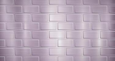 Abstract metallic background in purple colors with highlights and a texture of big voluminous convex rectangles, like bricks vector
