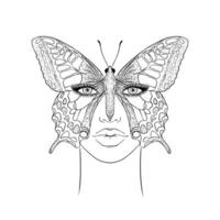 Butterfly and woman face vector