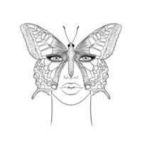 mariposa y mujer cara vector