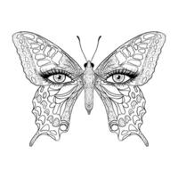 Butterfly with female eyes. vector