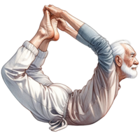 avô dentro ioga clipart isto digital obra de arte características uma alegre idosos homem impressionante uma pacífico ioga pose, ilustrado com vibrante cores e uma toque do caprichoso. png