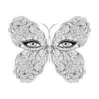 Butterfly with female eyes. vector