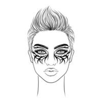 Woman with face tattoo. vector