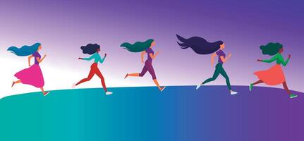 Women running illustration, for backgrounds and designers vector