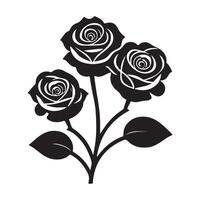 Flowers black and white flat design line art. White background. vector