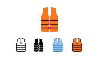 icon set of life jackets with 5 different styles vector