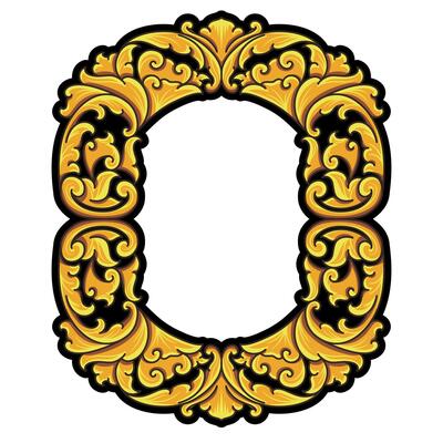 Isolated borders or frames ornament. Ornamental elements for your designs. Black and gold colors. Floral carving decoration for postcards or invitations for social media.