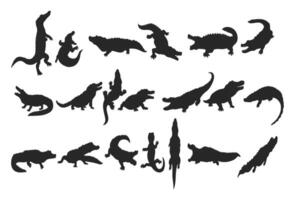 crocodile silhouette on white background vector