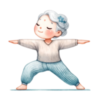 nonna nel yoga clipart Perfetto per artigianato, carta fabbricazione, o valorizzare il tuo blog messaggi, Questo digitale Scarica Caratteristiche adorabile illustrazioni di un' nonna nel vario yoga pose. png