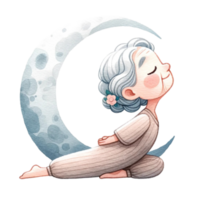 nonna nel yoga clipart Perfetto per artigianato, carta fabbricazione, o valorizzare il tuo blog messaggi, Questo digitale Scarica Caratteristiche adorabile illustrazioni di un' nonna nel vario yoga pose. png