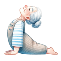 Grandma in Yoga Clipart Perfect for crafting, card making, or enhancing your blog posts, this digital download features adorable illustrations of a grandmother in various yoga poses. png