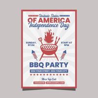 Unitade States of America independence day BBQ Party flyer or poster template vector