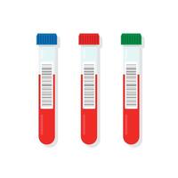 Medical test tube with blood, set of illustration of blood components vector