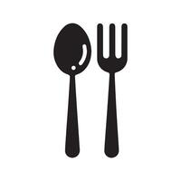 minimalist fork and spoon logo on a white background vector