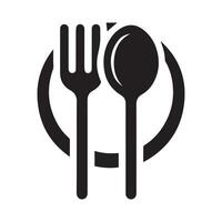 minimalist fork and spoon logo on a white background vector