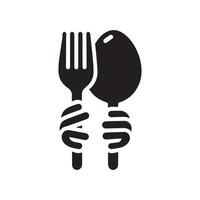 minimalist fork and spoon logo on a white background vector