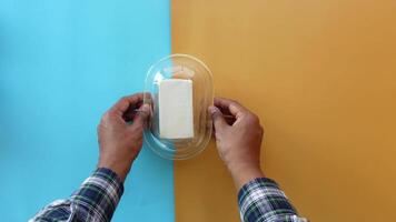 fresh butter in a glass jar on table video