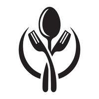 minimalista tenedor y cuchara logo en un blanco antecedentes vector