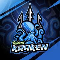 Trident kraken esport mascot logo design vector