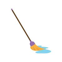 Mop bucket floor clean icon. Water mop wash cleaning isolated toilet bucket cartoon icon vector