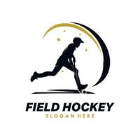 hombre campo hockey silueta logo diseño modelo vector