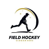 Man Field Hockey Silhouette logo design template vector