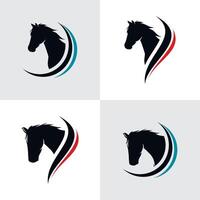 conjunto de cabeza caballo logo diseño modelo vector