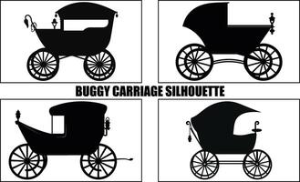 Buggy Carriage Set, silhouettes of Buggy Carriage black Clipart Collection vector