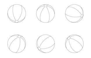 A set of beach balls. Summertime. Cute summer coloring pages for kids. contour drawing. vector