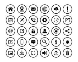 Web contact and communication icon. Contact information icons. Linear and round. vector