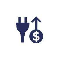 electricity costs up icon on white vector