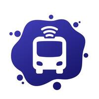 autonomous shuttle bus icon, driverless transport pictogram vector