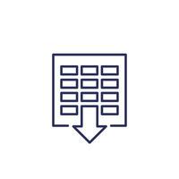 xls file line icon, download spreadsheet document vector