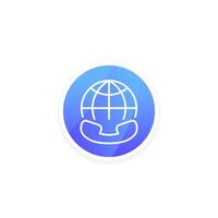 international call line icon with phone, vector