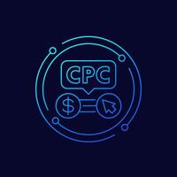 CPC icon, cost per click linear design vector