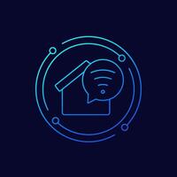 wi-fi in house icon, linear design vector