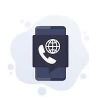internacional llamada icono con un inteligente teléfono vector