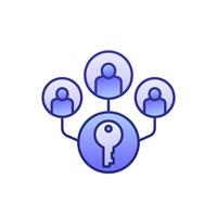 Collective ownership icon with people and a key, outlined design vector