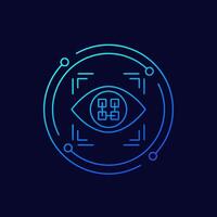 pattern recognition icon with an eye, linear design vector