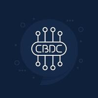 CBDC, digital currency line icon, vector