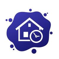 casa y hora icono con un reloj vector