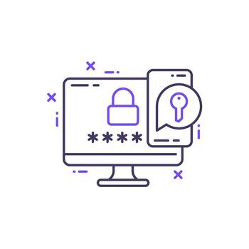 two factor authentication line icon vector