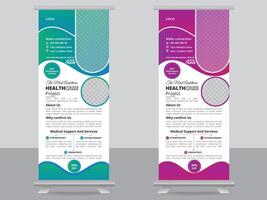 Modern Creative Medical Clinic Roll Up Banner Design vector