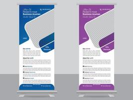 Corporate Unique Business Roll Up Design Template With X Stand vector