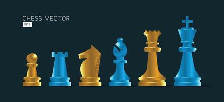 Set of chess pieces. Realistic Chess piece icons. Board game. illustration vector