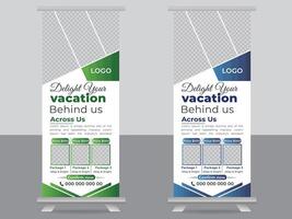 Creative Simple Travel Roll Up Banner Design Layout vector